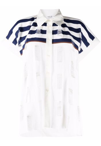 Aviù knitted panel short-sleeve shirt - Bianco