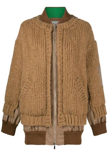 Aviù layered knitted bomber jacket - Marrone