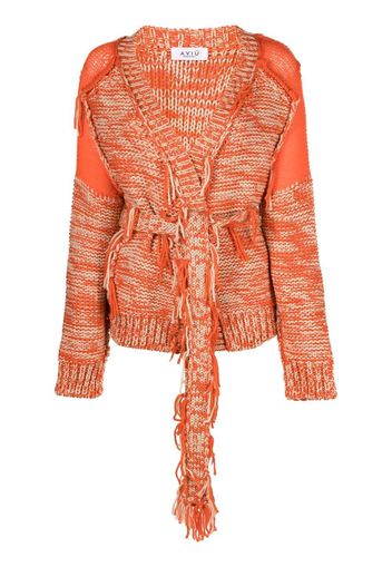 Aviù patchwork belted cardigan - Rosso