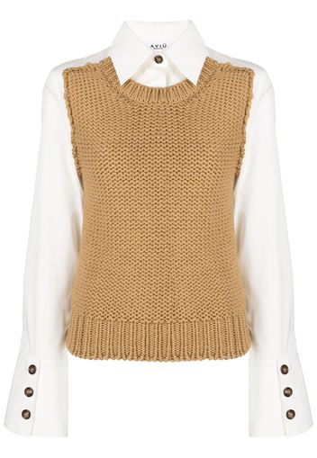 Aviù chunky-knit panelled shirt - Toni neutri