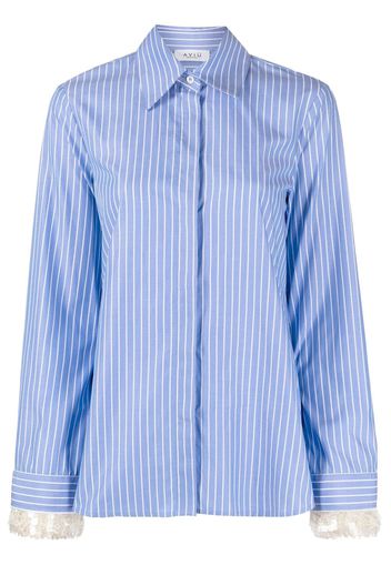 Aviù lace-trimmed pinstriped shirt - Blu