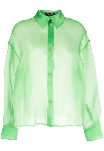 A.W.A.K.E. Mode semi-sheer silk-organza shirt - Verde