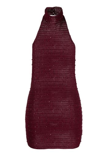 Aya Muse Pora crystal-embellished halterneck minidress - Rosso