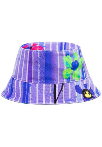 AZ FACTORY floral-print striped velvet bucket hat - STP1