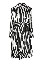 AZ FACTORY zebra-print zip-up trench coat - Nero