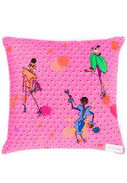 AZ FACTORY illustration-print velvet cushion - Rosa