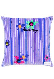 AZ FACTORY striped floral-print velvet cushion - Viola