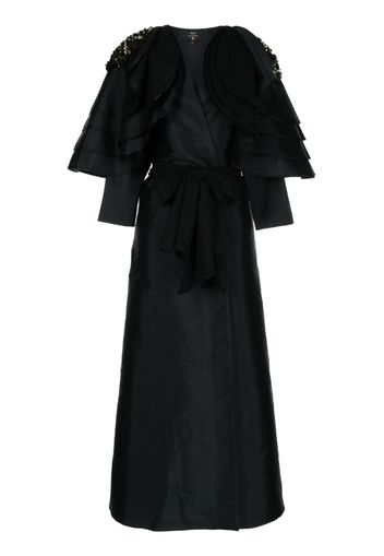 AZZALIA sequin-embellished belted cape - Nero