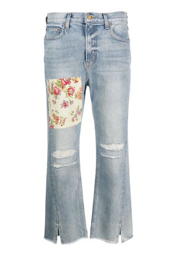 B SIDES cropped distressed-effect jeans - Blu