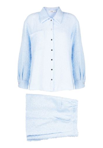 b+ab textured button-up shirt - Blu