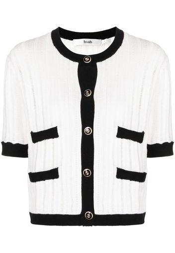 b+ab contrast-trim short-sleeved cardigan - Bianco