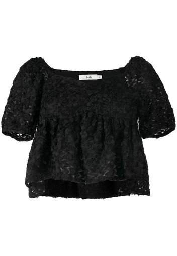 b+ab appliqué puff-sleeve blouse - Nero
