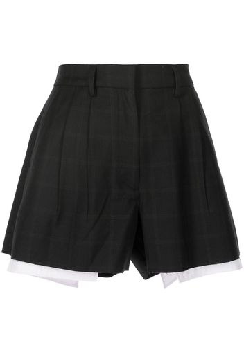 b+ab Shorts svasato a quadri - Nero