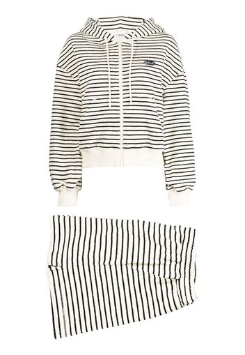 b+ab stripe-pattern hooded lightweight jacket - Bianco