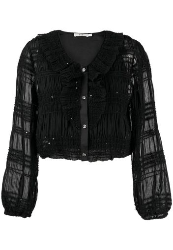 b+ab ruffled V-neck blouse - Nero