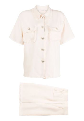 b+ab frayed-edge short-sleeve shirt - Rosa