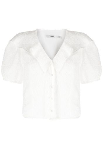 b+ab frayed effect puff-sleeve shirt - Bianco