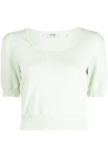 b+ab faux-pearl embellished knitted top - Verde