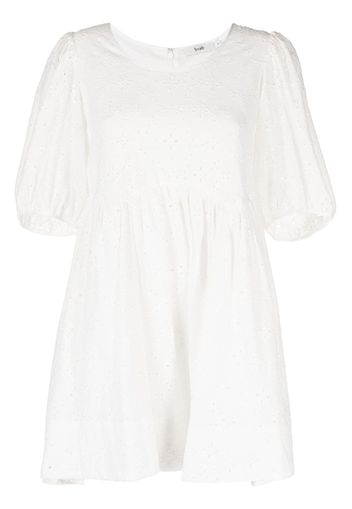 b+ab puff-sleeved lace dress - Bianco