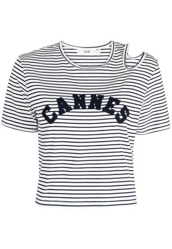 b+ab striped cut-out detail T-shirt - Bianco