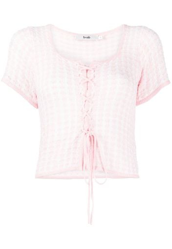 b+ab checked lace-up knitted top - Rosa