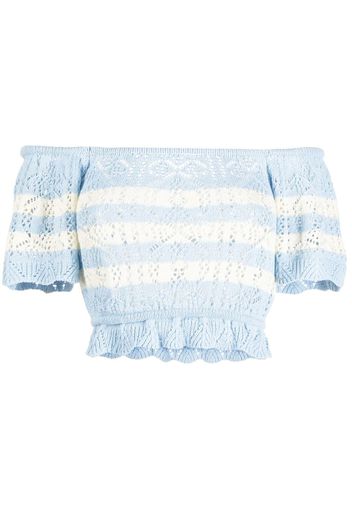 b+ab pointelle-knit off-shoulder top - Blu