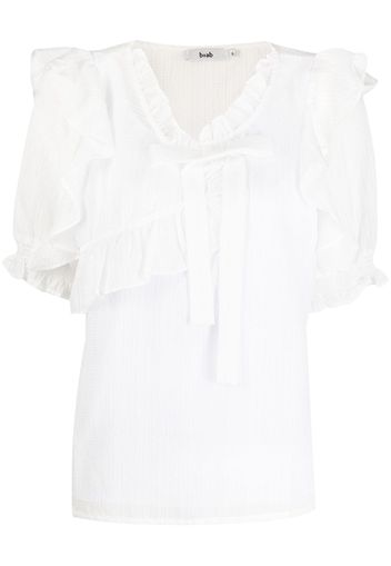 b+ab seersucker-texture ruffled blouse - Bianco