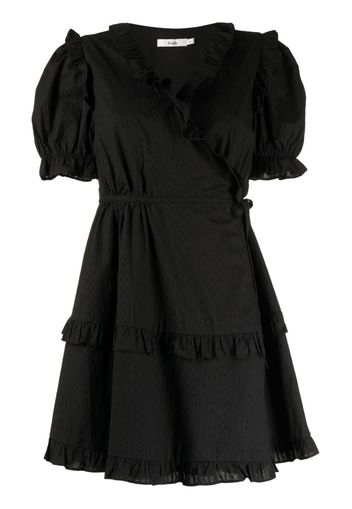 b+ab embroidered ruffled wrap dress - Nero