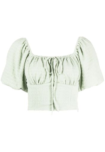 b+ab textured gathered cropped blouse - Verde