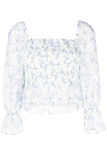 b+ab floral-print textured blouse - Bianco