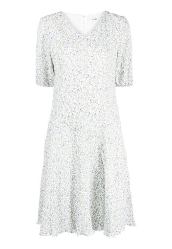 b+ab floral-print pleated midi dress - Bianco