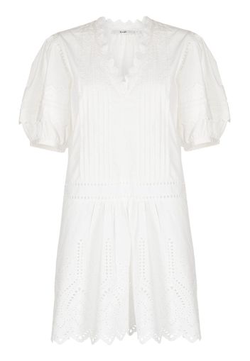 b+ab perforated V-neck minidress - Bianco