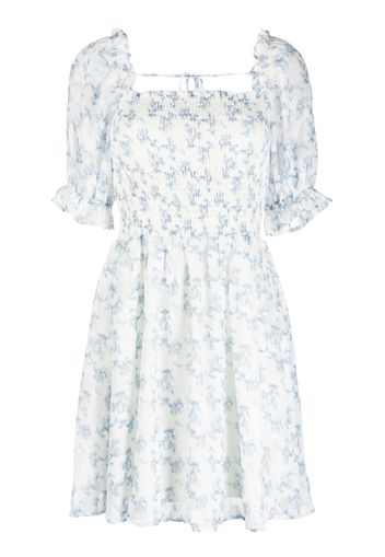 b+ab floral-print shirred minidress - Blu