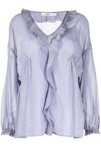 b+ab crepe-texture ruffled blouse - Blu