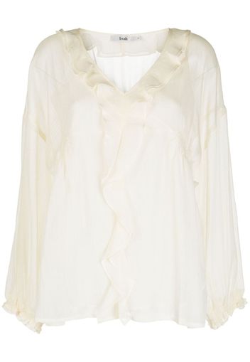 b+ab ruffled semi-sheer blouse - Bianco