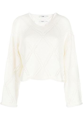 b+ab open-knit V-neck jumper - Bianco