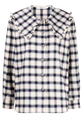 b+ab check-pattern peter-pan collar shirt - Blu