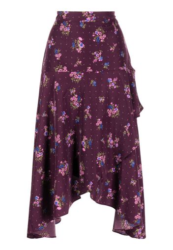 b+ab asymmetric floral-print midi skirt - Viola