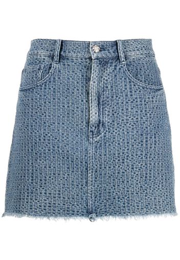 b+ab embroidered frayed denim skirt - Blu