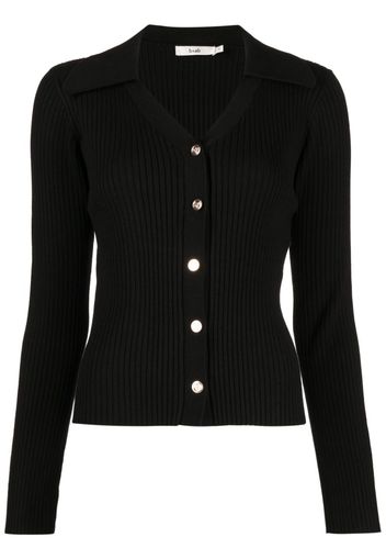 b+ab ribbed-knit pointed-flap collar cardigan - Nero