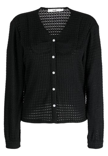 b+ab open-knit button-down cardigan - Nero