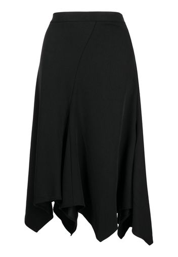 b+ab asymmetric ribbed-knit midi skirt - Nero