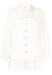 b+ab textured button-up shirt - Bianco