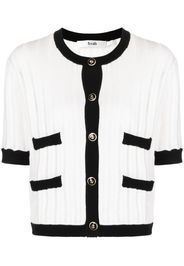 b+ab contrast-trim short-sleeved cardigan - Bianco