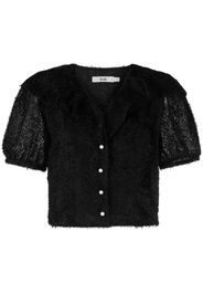 b+ab frayed effect puff-sleeve shirt - Nero