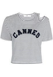 b+ab striped cut-out detail T-shirt - Bianco