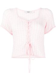 b+ab checked lace-up knitted top - Rosa