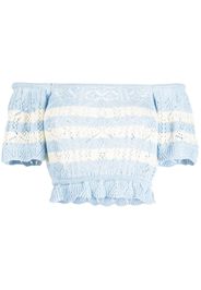 b+ab pointelle-knit off-shoulder top - Blu