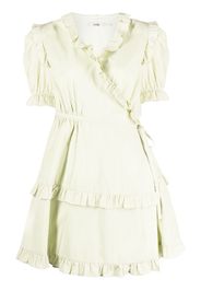 b+ab embroidered ruffled wrap dress - Verde