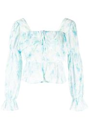 b+ab abstract-print ruffled blouse - Blu